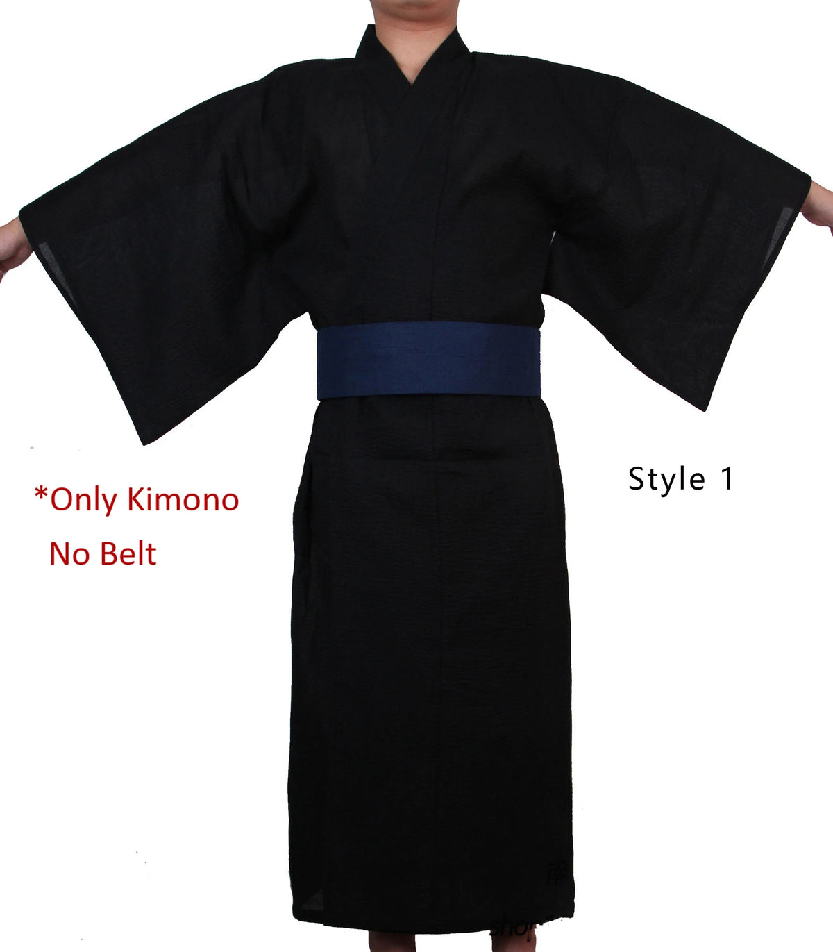 Japanese Traditional Samurai Kimono For Men Yukata Bathing Robe Hekoobi Loose Style Sauna Wear Homewear Belt Long Gown Cotton