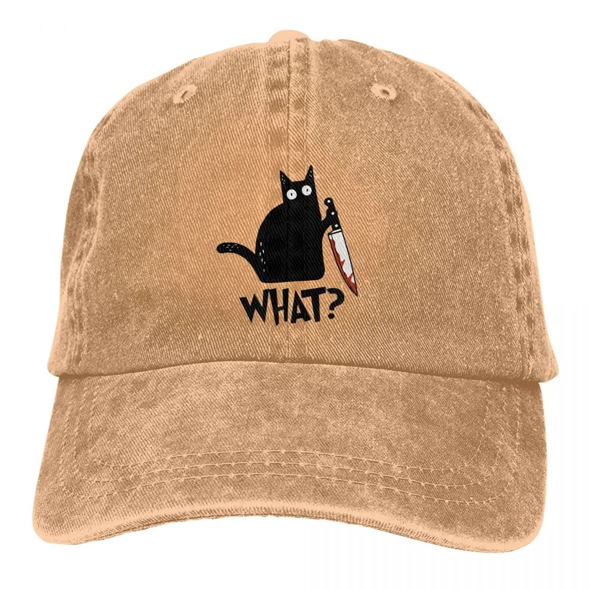 Cat What Murderous Black Cat With Knife Baseball Cap Men Hats Women Visor Protection Snapback Art Caps