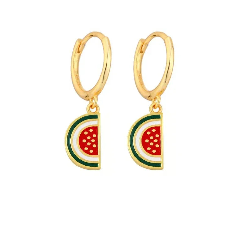 Papaya Enamel Fruit Pendant Dangle Earrings Summer Collection  INS Personality Creative Fruit Charm Earrings Jewelry Gift 2025
