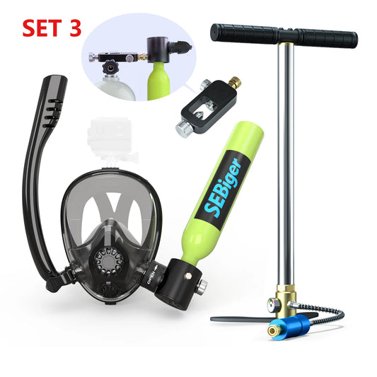0.5L Mini Dive Tank Set with Full Face Mask | Easy Underwater Breathing