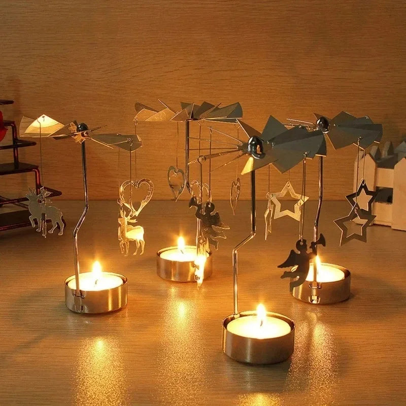1pc Metal Hot Rotating Candle Holder Christmas Rotating Candle Holder Dinner Party Wedding Party Candle Holder Decoration Gift