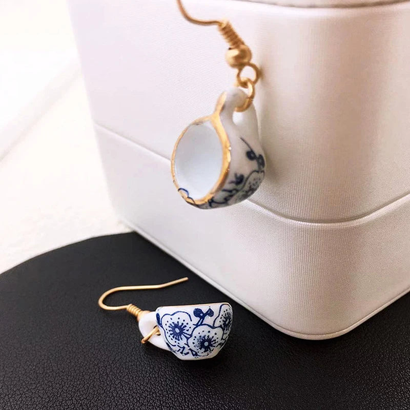 A Cup of Nostalgia for Your Ears – Vintage Handmade Ceramic Teacup Earrings That Steep Style