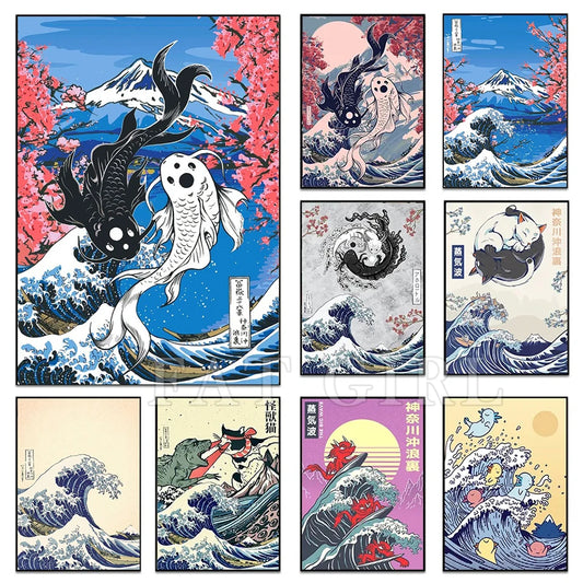 Diamond Painting New 2023 Vintage Japanese Art Great Wave Off Kanagawa Full Square Round Diamond Mosaic Embroidery Home Decor