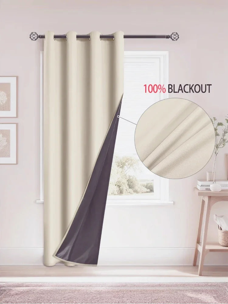 100% Blackout Curtains for Living Room Thermal Insulated Lining Bedroom Waterproof Window Decor Kitchen HOTEL Partition Door