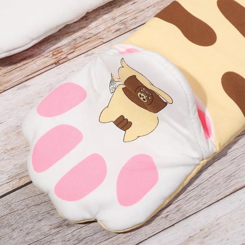 1PC Long Cotton Baking Insulation Gloves 3D Cartoon Animal Cat Paws Oven Mitts Microwave Heat Resistant Non-Slip Kitchen Gloves
