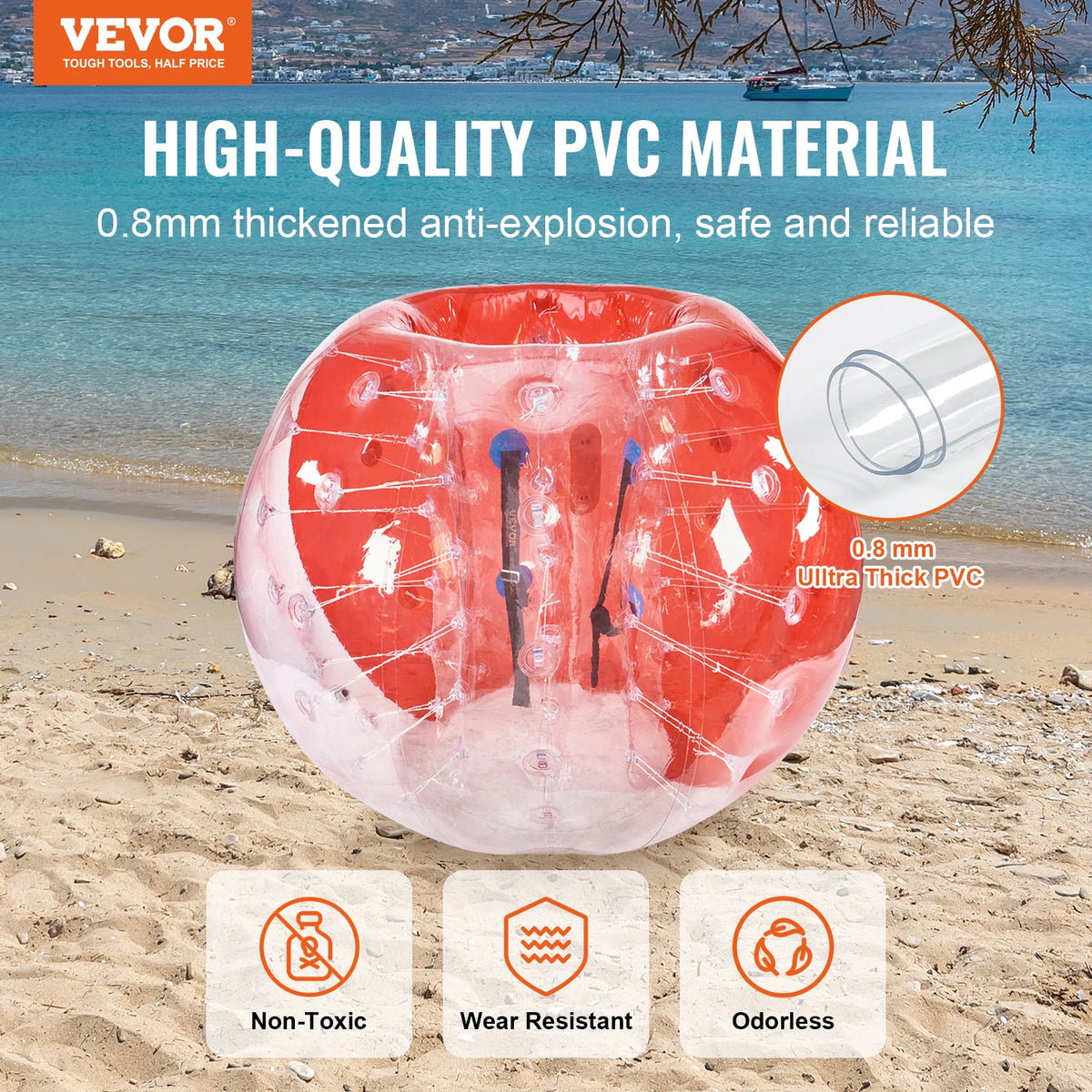 VEVOR 5FT/1.5M Inflatable Bumper Ball BBody Bubble Zorb Ball for Teen & Adult Body Bubble Soccer Balls PVC Hamster Bubble Balls