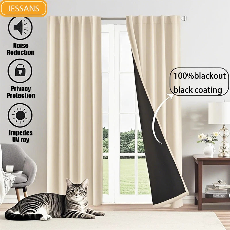 100% Blackout Curtains for Living Room Thermal Insulated Lining Bedroom Waterproof Window Decor Kitchen HOTEL Partition Door
