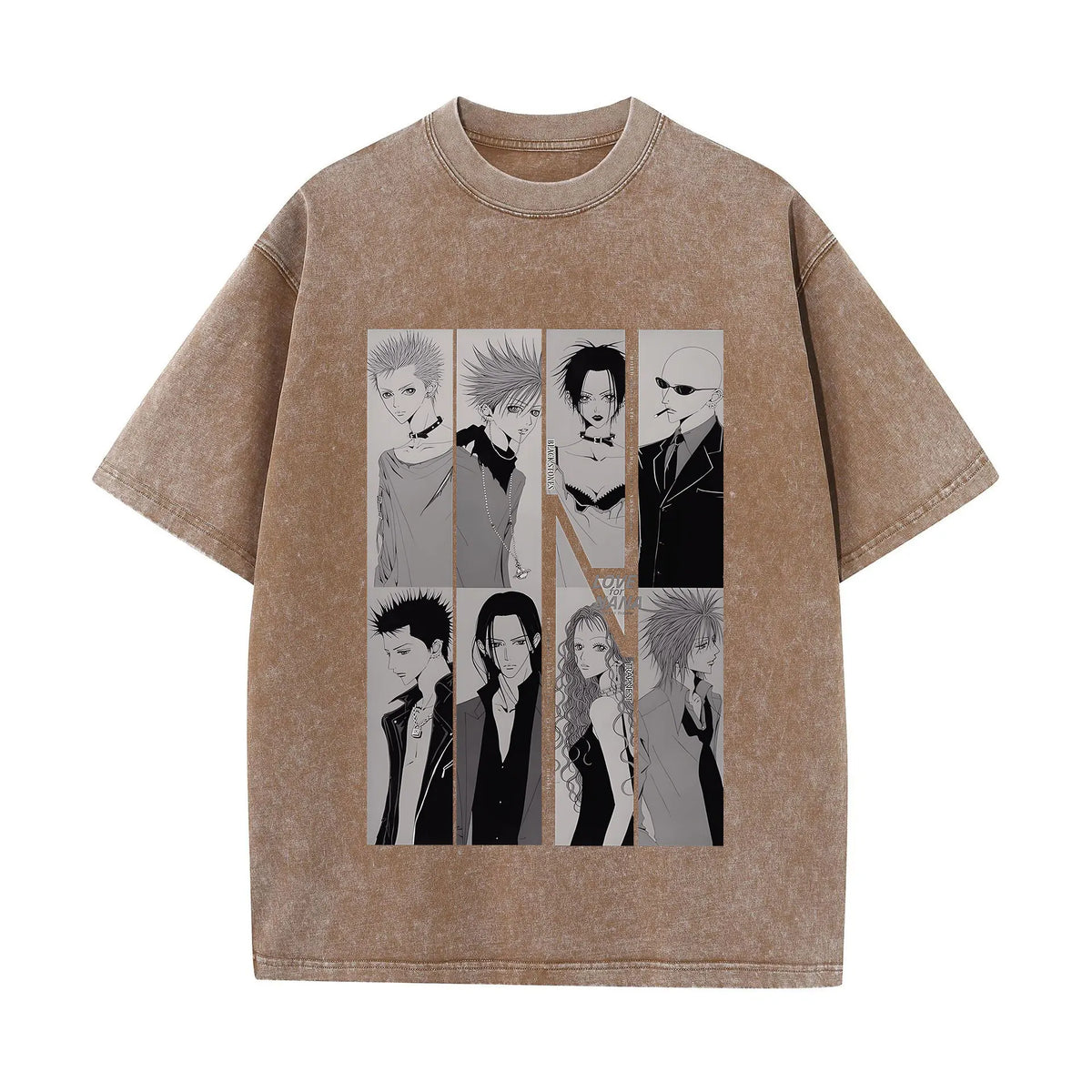 Japanese Anime Nana Osaki Print Vintage Washed Tshirt Harajuku Streetwear Graphic T-Shirt Summer Short Sleeve Cotton Tshirt