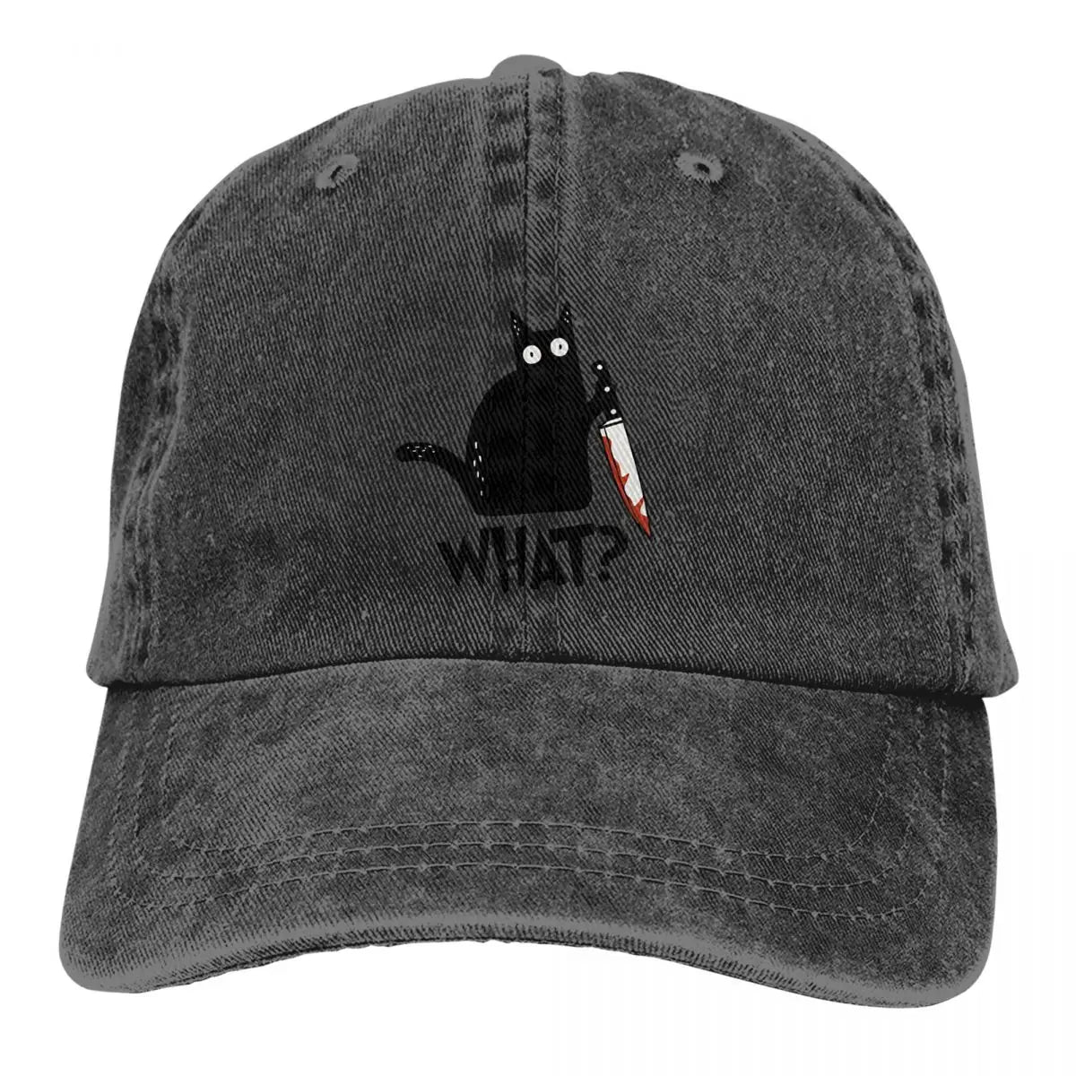 Cat What Murderous Black Cat With Knife Baseball Cap Men Hats Women Visor Protection Snapback Art Caps
