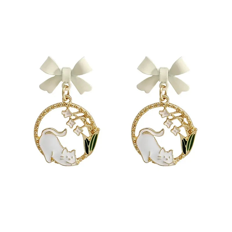 Pour a Little Joy into Your Day – Asymmetric Teacup Kitten Tassel Earrings for Playful Charm That Warms the Heart