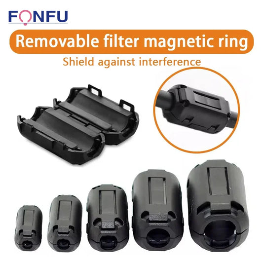 20/100 PCS Black Snap Magnetic Ring Ferrite Filter For Cable Shield EMC Inner Diameter 3.5MM 5/7/9/11/13/15MM Degaussing Filter