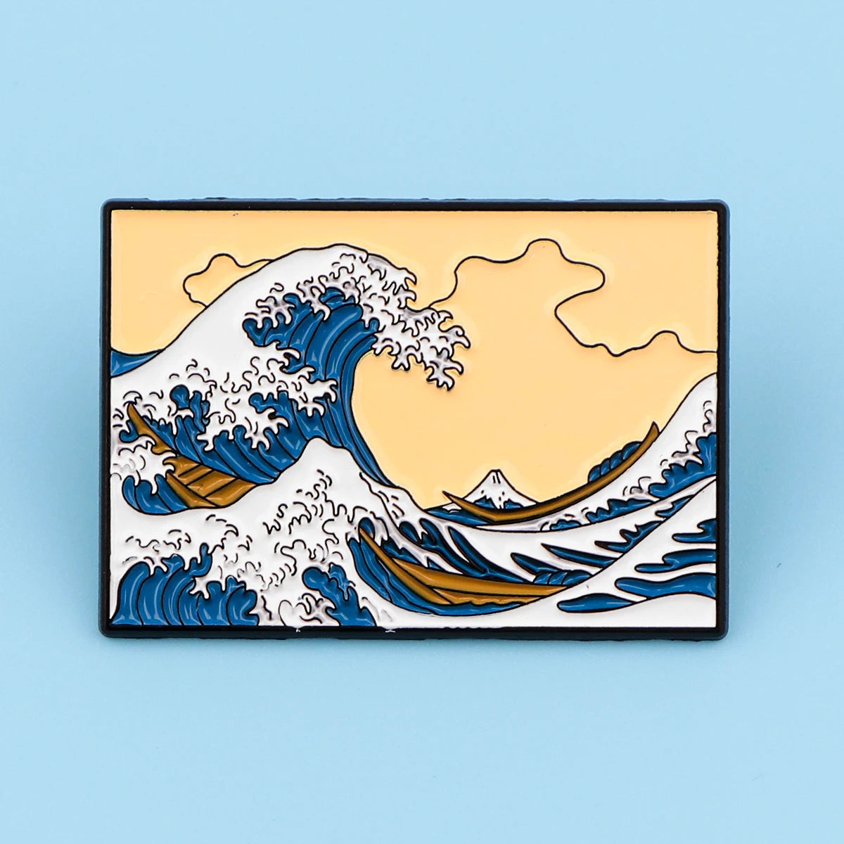 Japanese Waves Enamel Pin Painting Brooch Pines Lapel Pins Badge on Backpack Clothing Accessories Art Vintage Jewelry Gifts