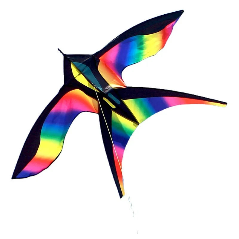1.7m Easy to Fly Colorful Rainbow Bird Kite Outdoor Fun Sports Beach Triangle Kite Beginners Kids Adults Outdoor Toys Kite Gifts