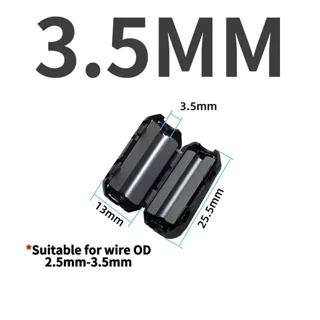 20/100 PCS Black Snap Magnetic Ring Ferrite Filter For Cable Shield EMC Inner Diameter 3.5MM 5/7/9/11/13/15MM Degaussing Filter