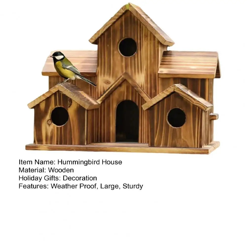 A Garden Full of Song – Handcrafted Wooden Birdhouse with 6-Room Haven for Feathered Guests