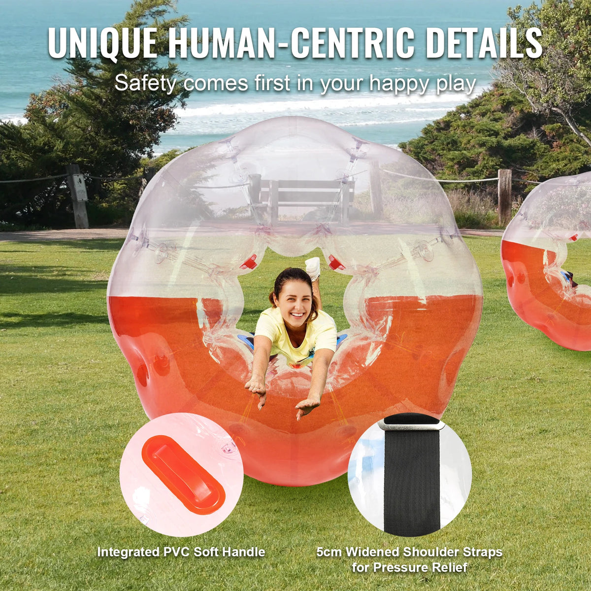 VEVOR 5FT/1.5M Inflatable Bumper Ball BBody Bubble Zorb Ball for Teen & Adult Body Bubble Soccer Balls PVC Hamster Bubble Balls