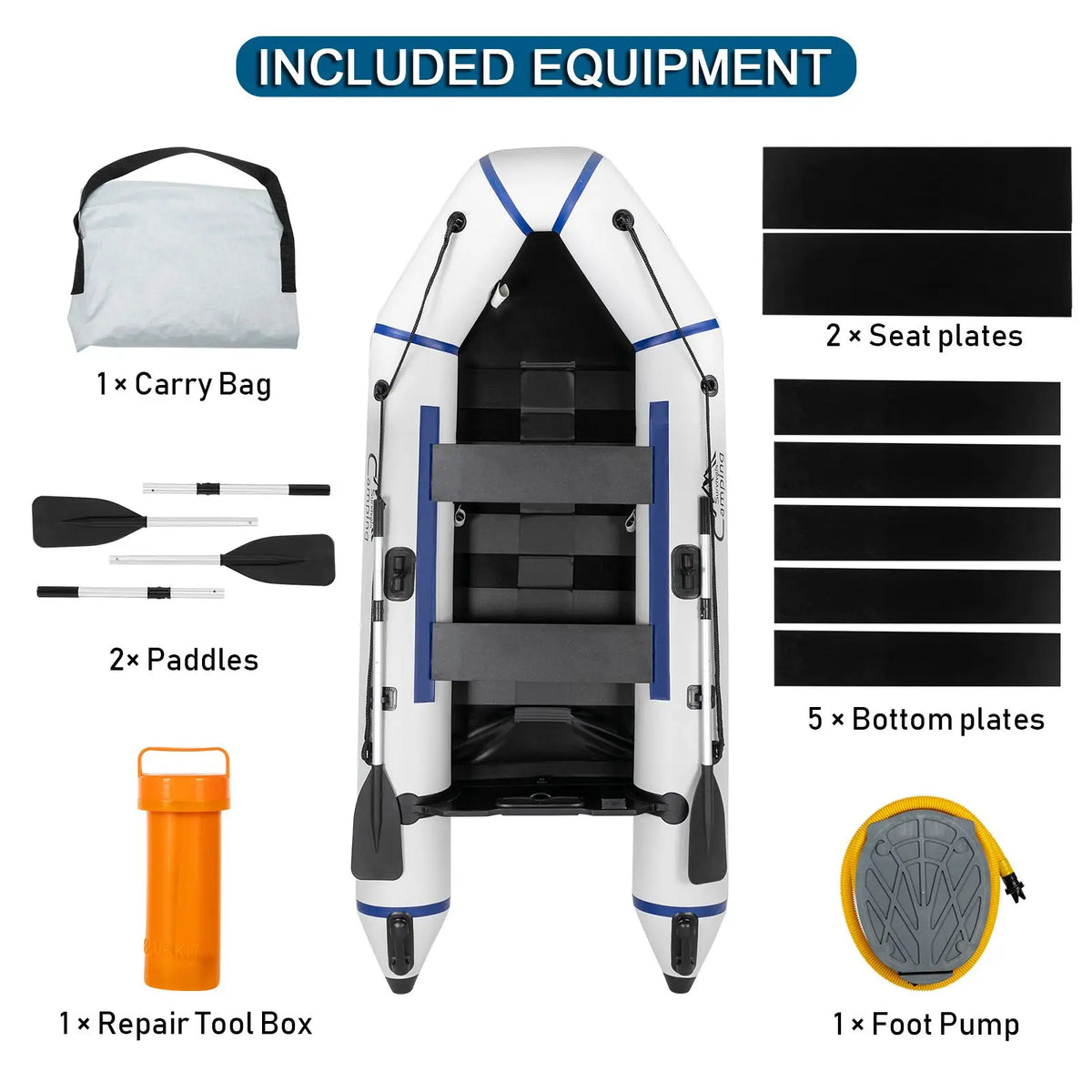 10ft Inflatable Kayak – 330kg Heavy Duty PVC Raft with 2 Air Chambers, Hard Deck & Paddle Locks, for Fishing, Camping, Lake, River, Coastal – Includes Pump, Oars, Carry Bag(Not supported in remote areas)