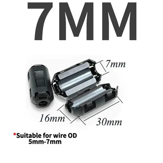 20/100 PCS Black Snap Magnetic Ring Ferrite Filter For Cable Shield EMC Inner Diameter 3.5MM 5/7/9/11/13/15MM Degaussing Filter