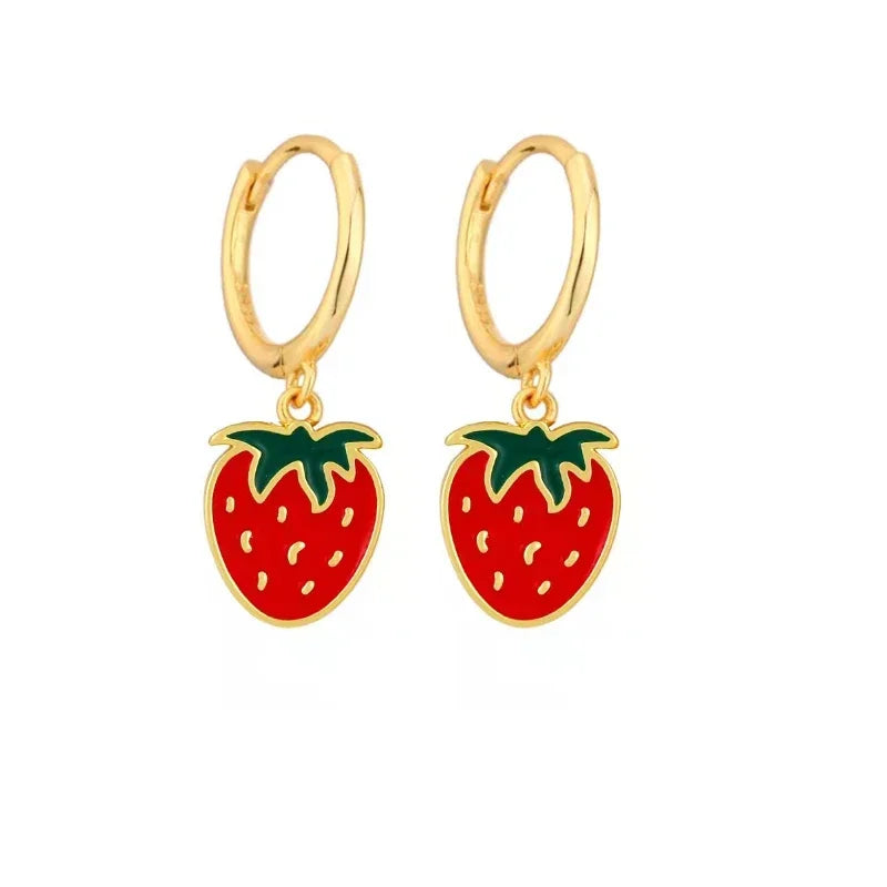 Papaya Enamel Fruit Pendant Dangle Earrings Summer Collection  INS Personality Creative Fruit Charm Earrings Jewelry Gift 2025