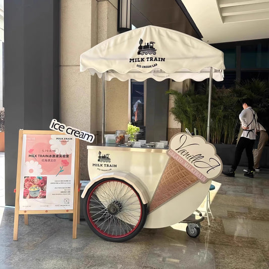 Shopping mall store outdoor display cart movable hand push ice cream cart commercial event promotion decoration market cart