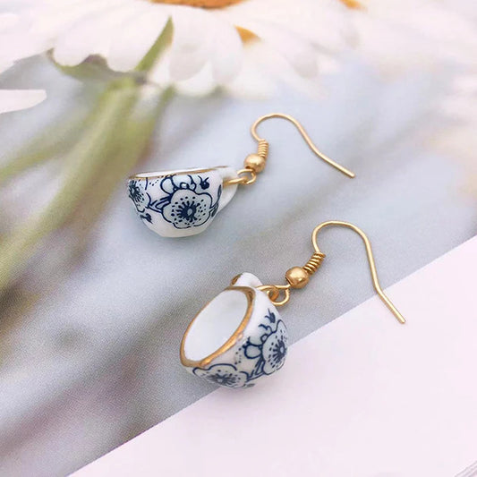 A Cup of Nostalgia for Your Ears – Vintage Handmade Ceramic Teacup Earrings That Steep Style