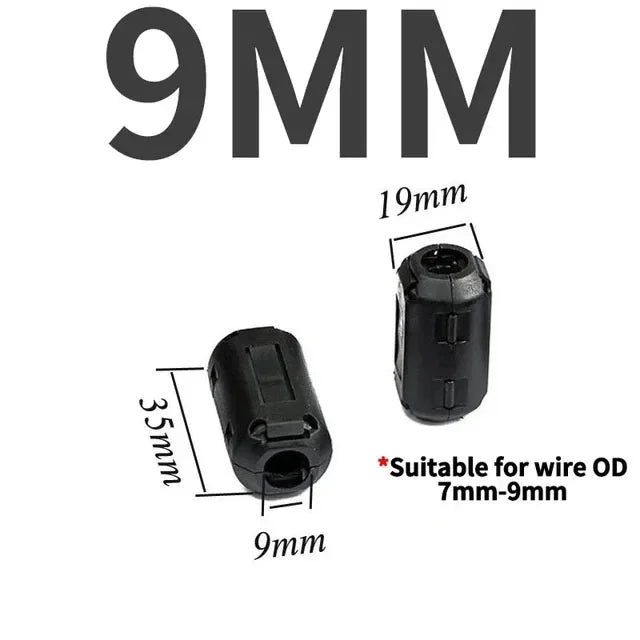 20/100 PCS Black Snap Magnetic Ring Ferrite Filter For Cable Shield EMC Inner Diameter 3.5MM 5/7/9/11/13/15MM Degaussing Filter