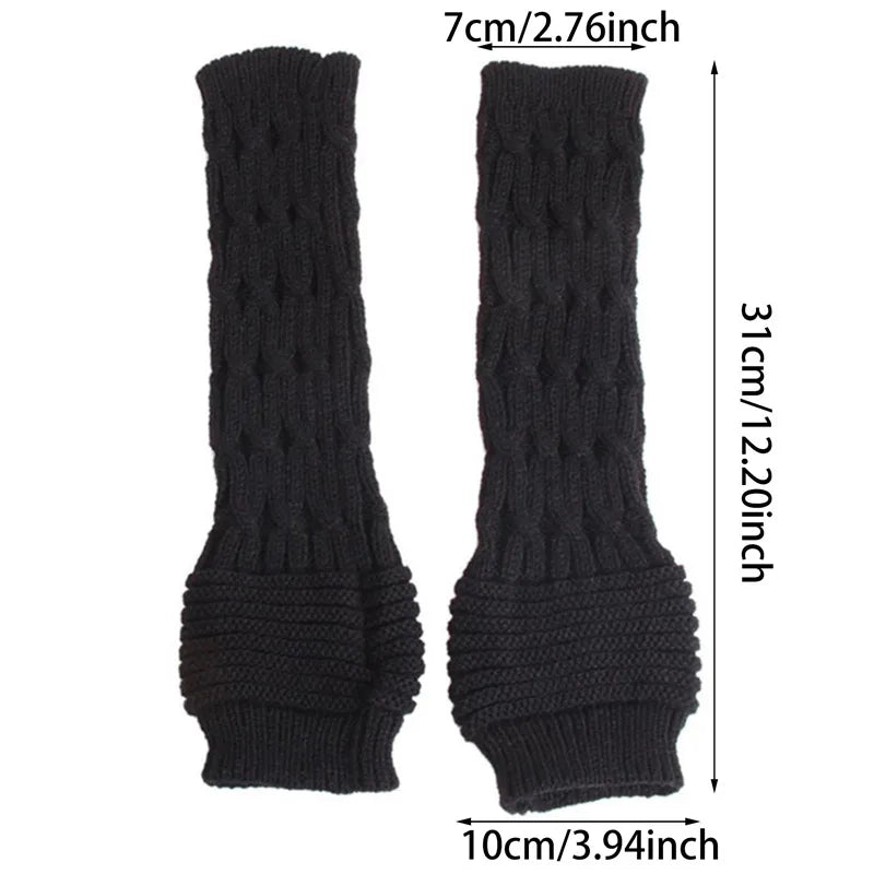 Women's Knitted Long Hand Gloves Warm Embroidered Winter Gloves Fingerless Gloves For Women Girl Guantes Invierno Mujer Luvas