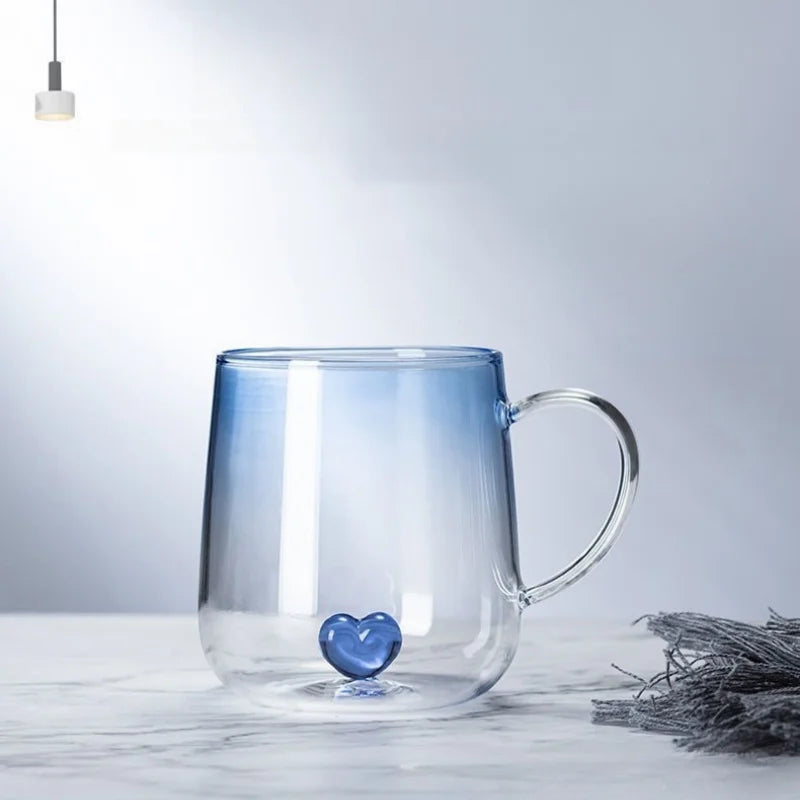 Love in a mug: The Enchanting 3D Love Gradient Glass Mug for Cherished Moments