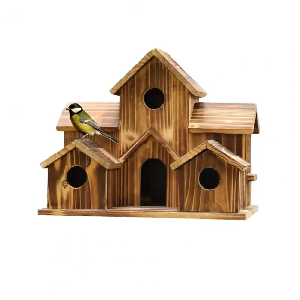 A Garden Full of Song – Handcrafted Wooden Birdhouse with 6-Room Haven for Feathered Guests