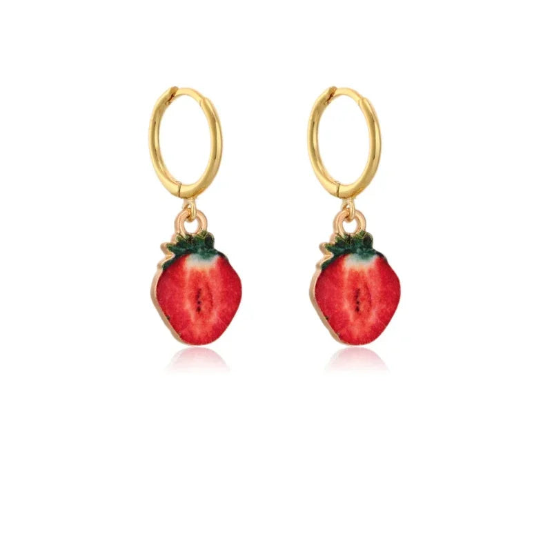 Papaya Enamel Fruit Pendant Dangle Earrings Summer Collection  INS Personality Creative Fruit Charm Earrings Jewelry Gift 2025
