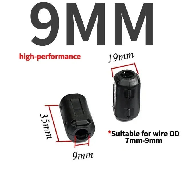 20/100 PCS Black Snap Magnetic Ring Ferrite Filter For Cable Shield EMC Inner Diameter 3.5MM 5/7/9/11/13/15MM Degaussing Filter