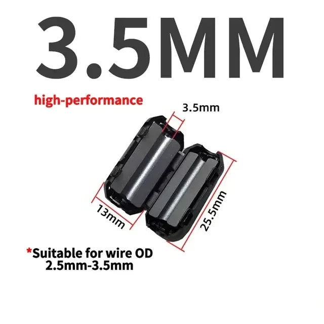 20/100 PCS Black Snap Magnetic Ring Ferrite Filter For Cable Shield EMC Inner Diameter 3.5MM 5/7/9/11/13/15MM Degaussing Filter