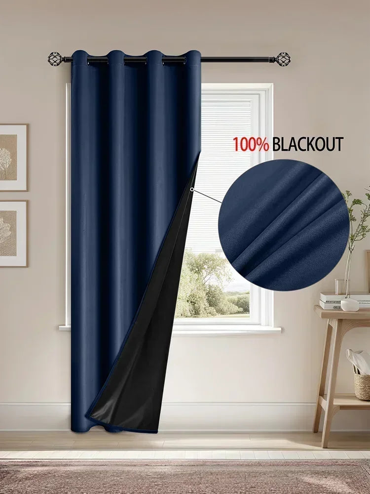 100% Blackout Curtains for Living Room Thermal Insulated Lining Bedroom Waterproof Window Decor Kitchen HOTEL Partition Door