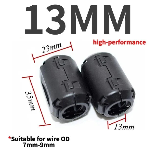 20/100 PCS Black Snap Magnetic Ring Ferrite Filter For Cable Shield EMC Inner Diameter 3.5MM 5/7/9/11/13/15MM Degaussing Filter