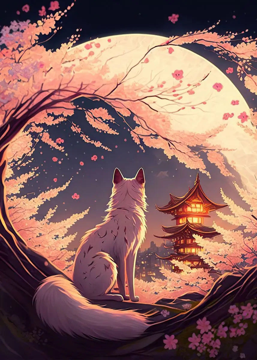 AB Fairy Dust Diamond Painting Cats Cherry Blossom Wall Art Animals Japan Style Abstract Art Lovely Cats Pictures Kid Room Decor