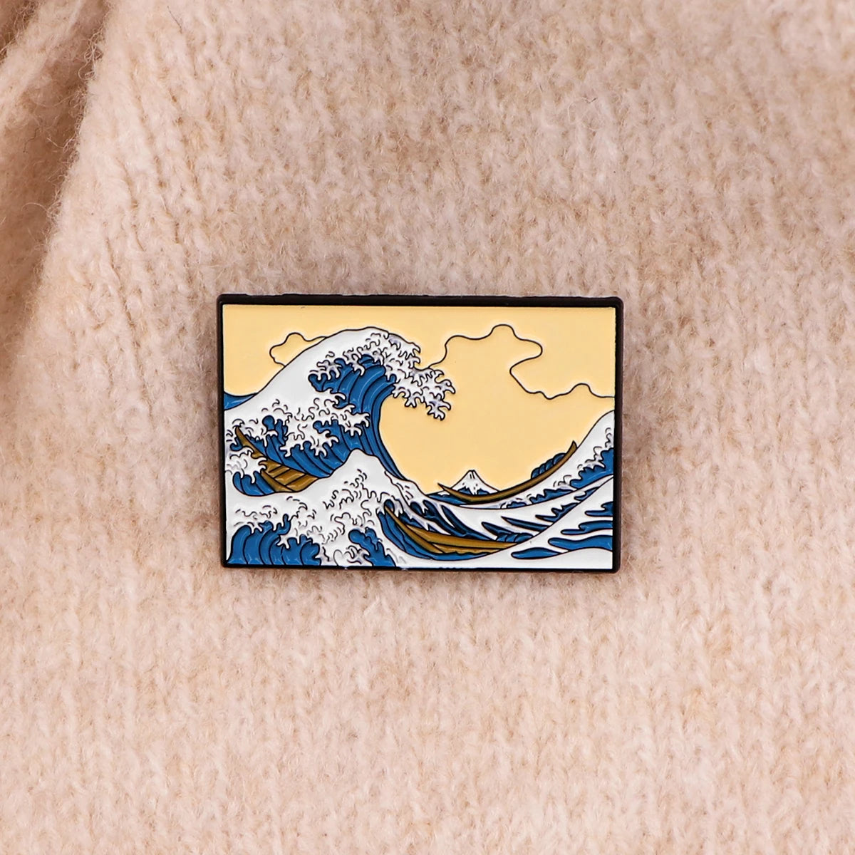 Japanese Waves Enamel Pin Painting Brooch Pines Lapel Pins Badge on Backpack Clothing Accessories Art Vintage Jewelry Gifts
