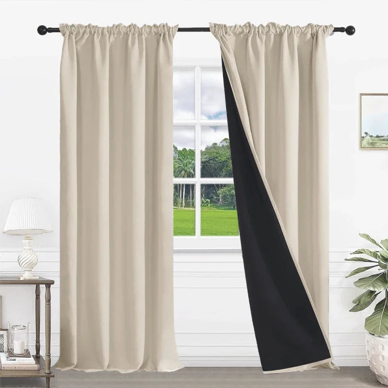 100% Blackout Curtains for Living Room Thermal Insulated Lining Bedroom Waterproof Window Decor Kitchen HOTEL Partition Door