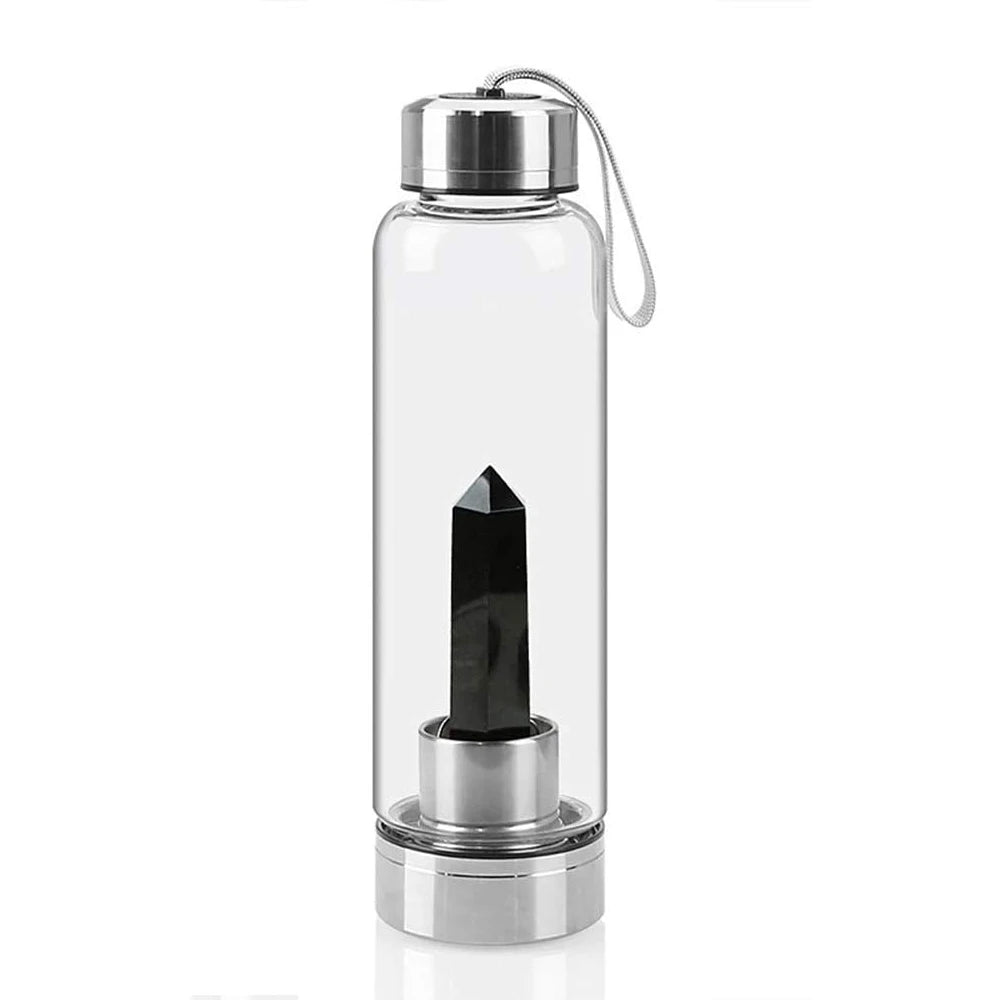 Crystal Water Bottle Gem Water Bottle Crystal Glass Water Energy Bottle Wellness Gem Water Bottle With Removable Natural Center