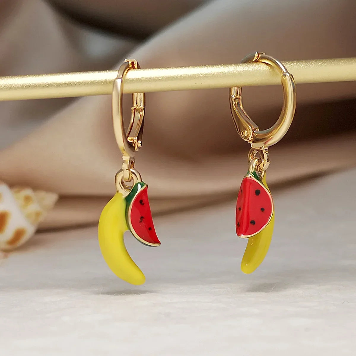 Papaya Enamel Fruit Pendant Dangle Earrings Summer Collection  INS Personality Creative Fruit Charm Earrings Jewelry Gift 2025