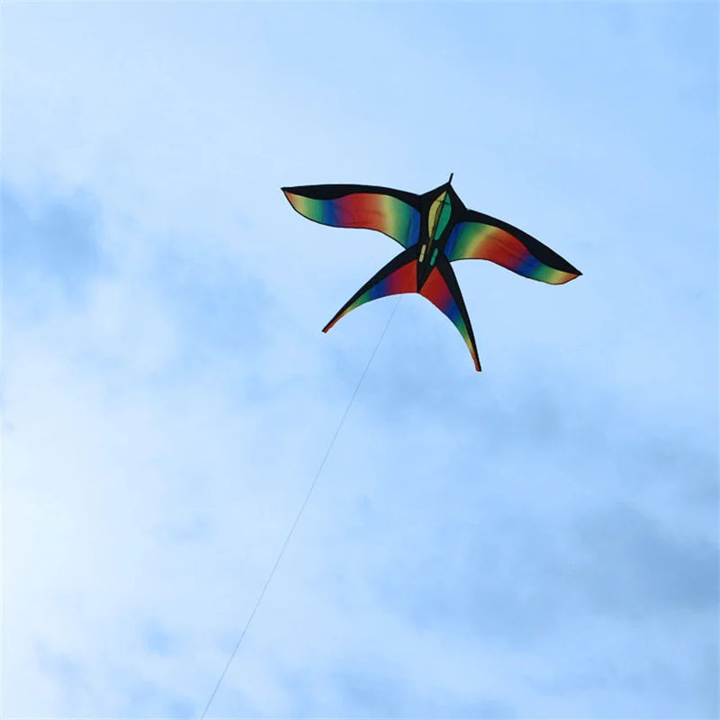 1.7m Easy to Fly Colorful Rainbow Bird Kite Outdoor Fun Sports Beach Triangle Kite Beginners Kids Adults Outdoor Toys Kite Gifts