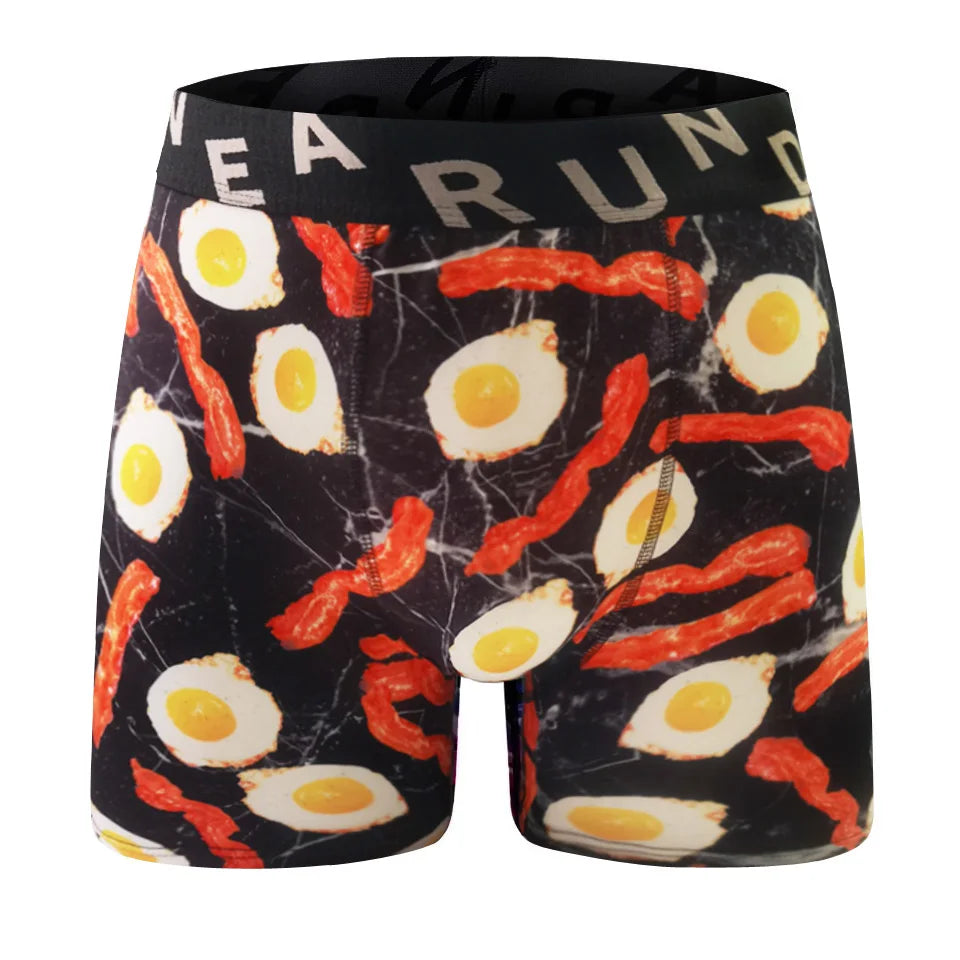 Fashion Men's 3D Cat Printed Funny Pattern Tilament Pants Breathable and Comfortable Fast Dry Sport Boxers Briefs Plus Size