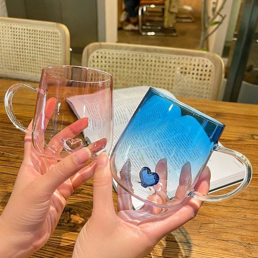 Love in a mug: The Enchanting 3D Love Gradient Glass Mug for Cherished Moments