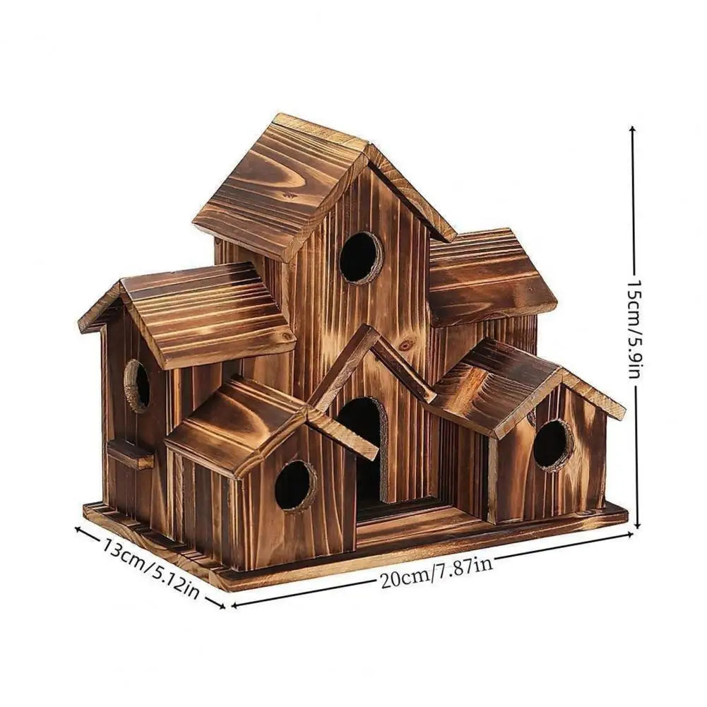 A Garden Full of Song – Handcrafted Wooden Birdhouse with 6-Room Haven for Feathered Guests