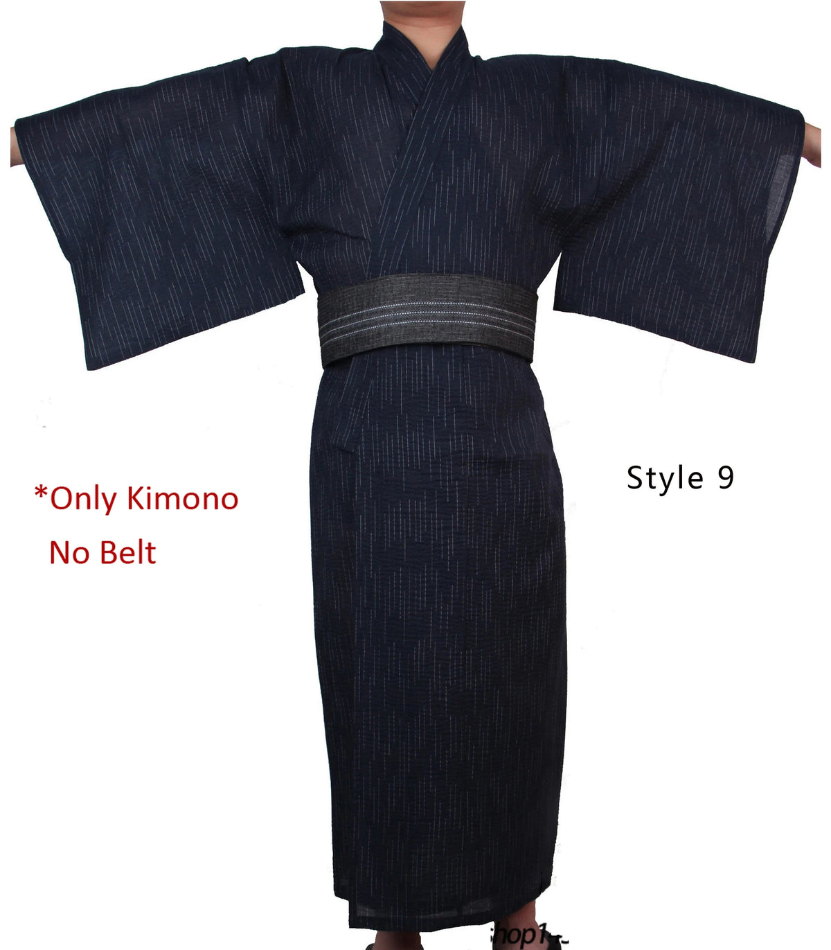 Japanese Traditional Samurai Kimono For Men Yukata Bathing Robe Hekoobi Loose Style Sauna Wear Homewear Belt Long Gown Cotton
