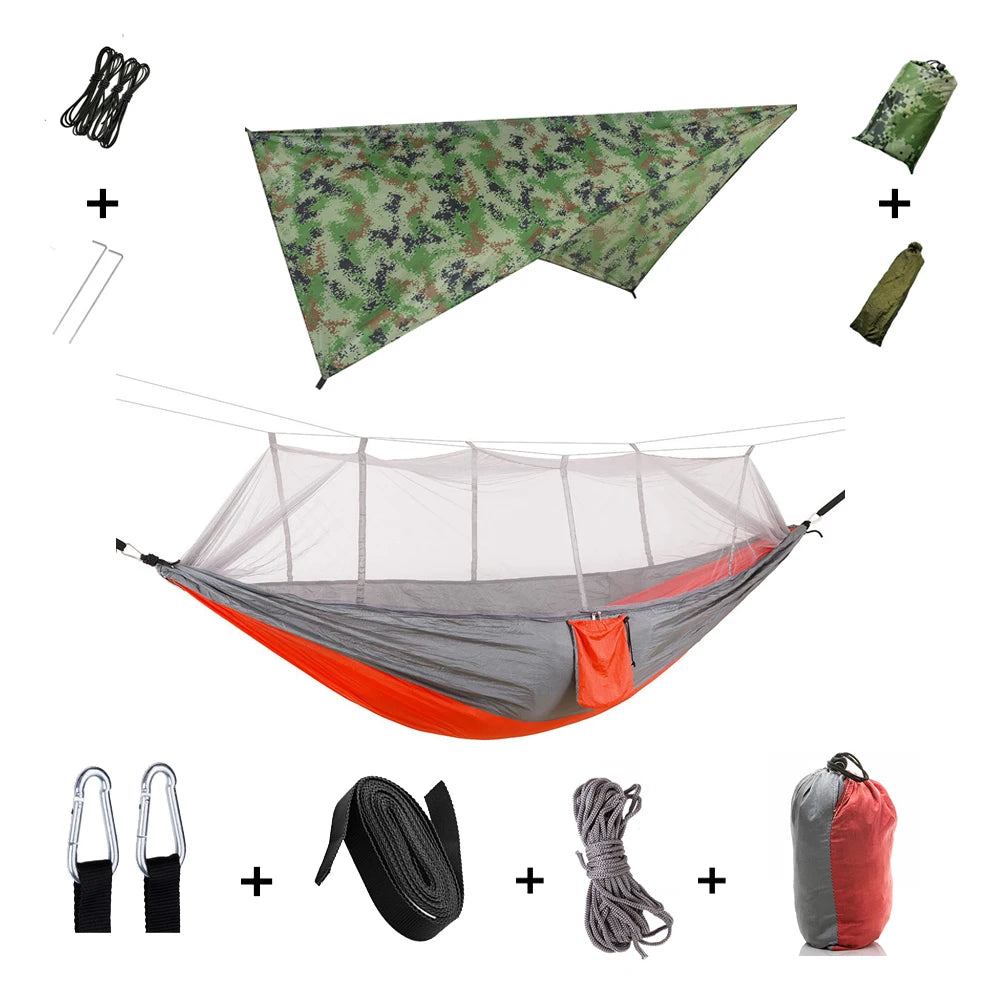 Shelter, Solitude, Survival – All-in-One Mosquito-Proof Camping Hammock with Rain Cover for the Wild at Heart