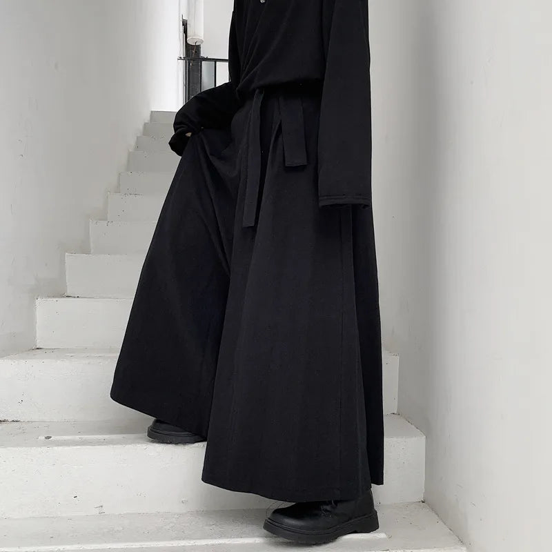 Men Hakama Harajuku Kimono Samurai Pants Men Casual Wide Pants Men Chinese Style Hanfu Tang Trousers Male Kendo Uniforms