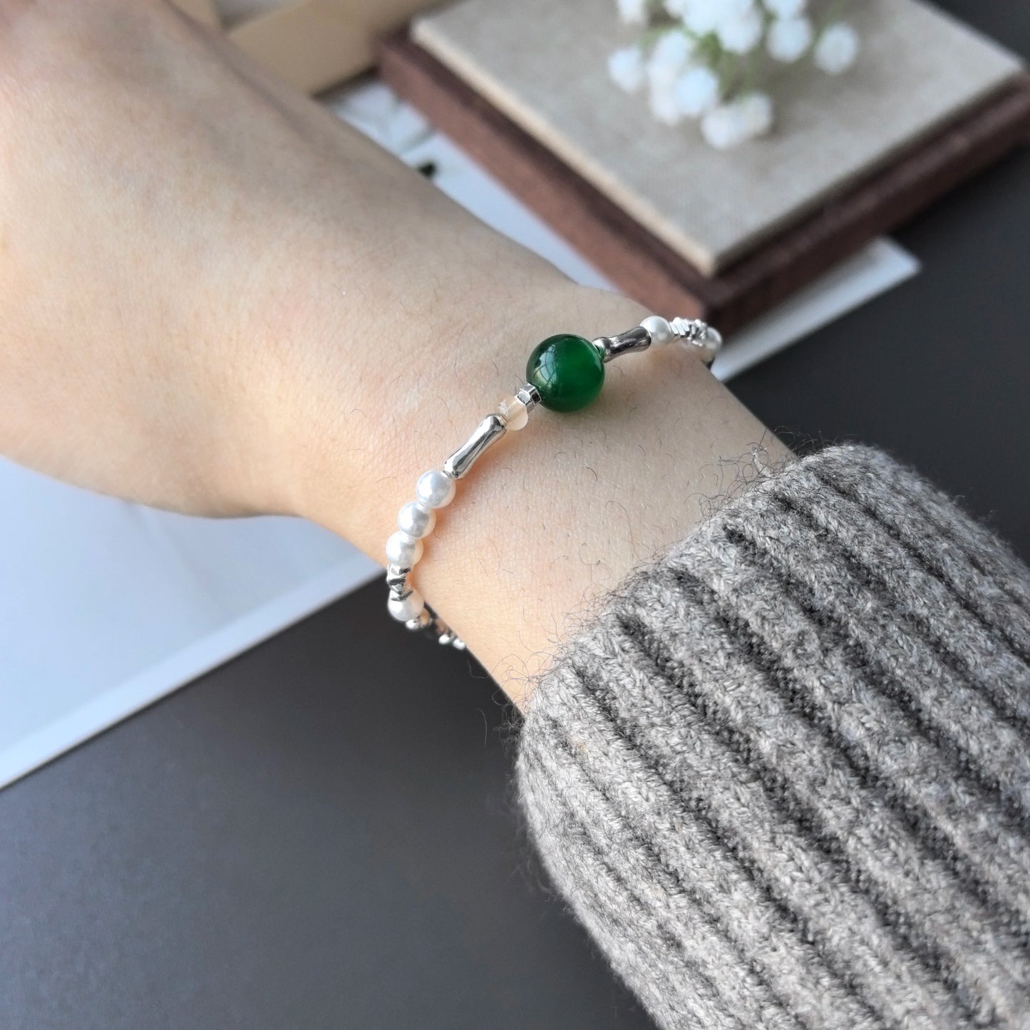 Where Nature Meets Grace – Sterling Silver Green Leaf Bracelet That Wraps the Wild Around Your Wrist