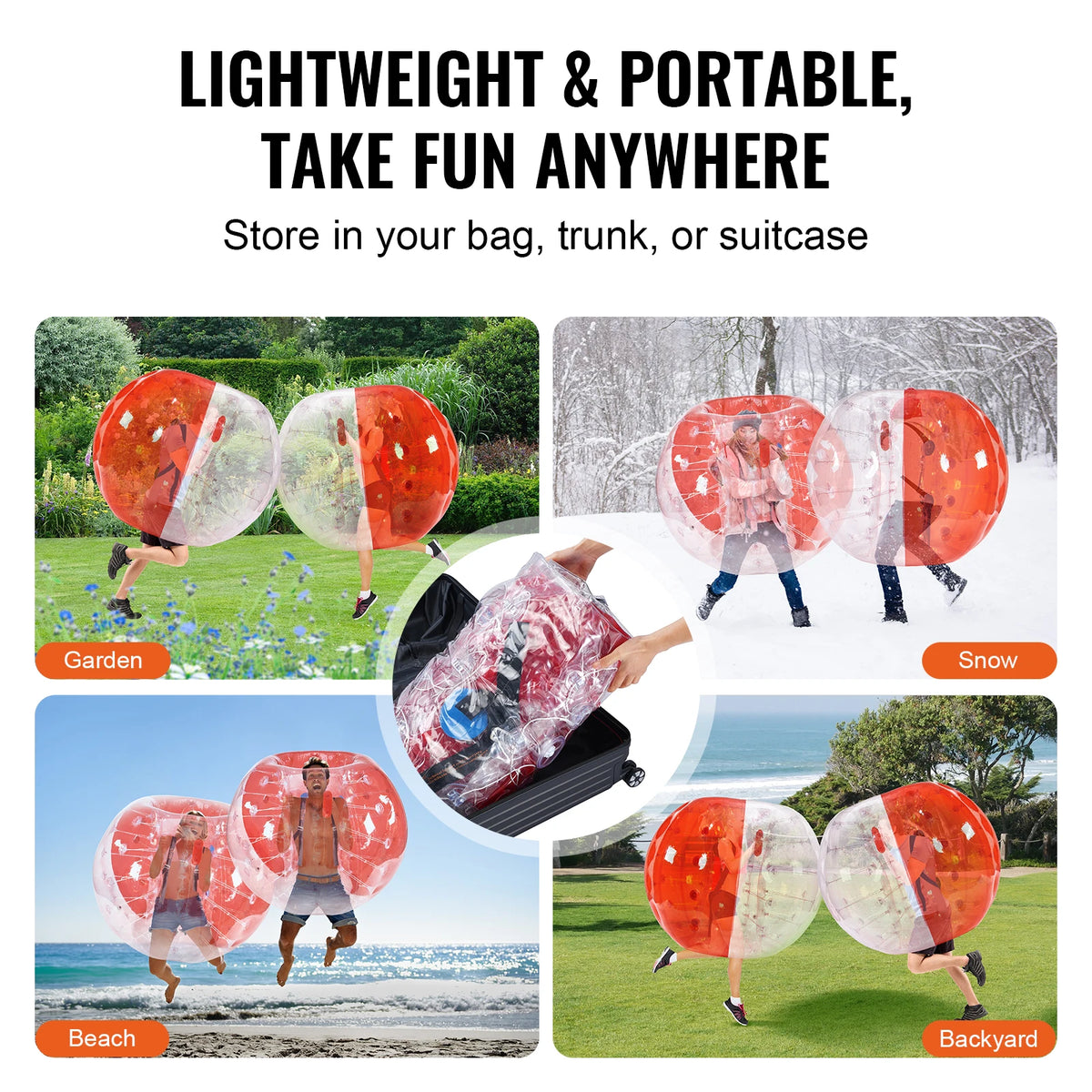 VEVOR 5FT/1.5M Inflatable Bumper Ball BBody Bubble Zorb Ball for Teen & Adult Body Bubble Soccer Balls PVC Hamster Bubble Balls