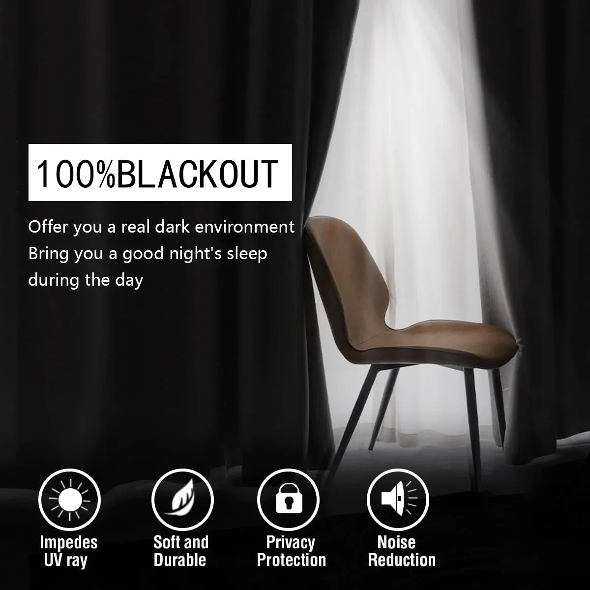 100% Blackout Curtains for Living Room Thermal Insulated Lining Bedroom Waterproof Window Decor Kitchen HOTEL Partition Door