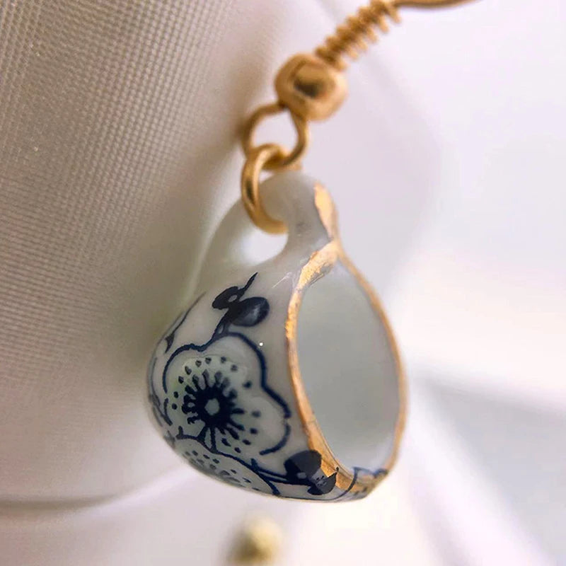 A Cup of Nostalgia for Your Ears – Vintage Handmade Ceramic Teacup Earrings That Steep Style